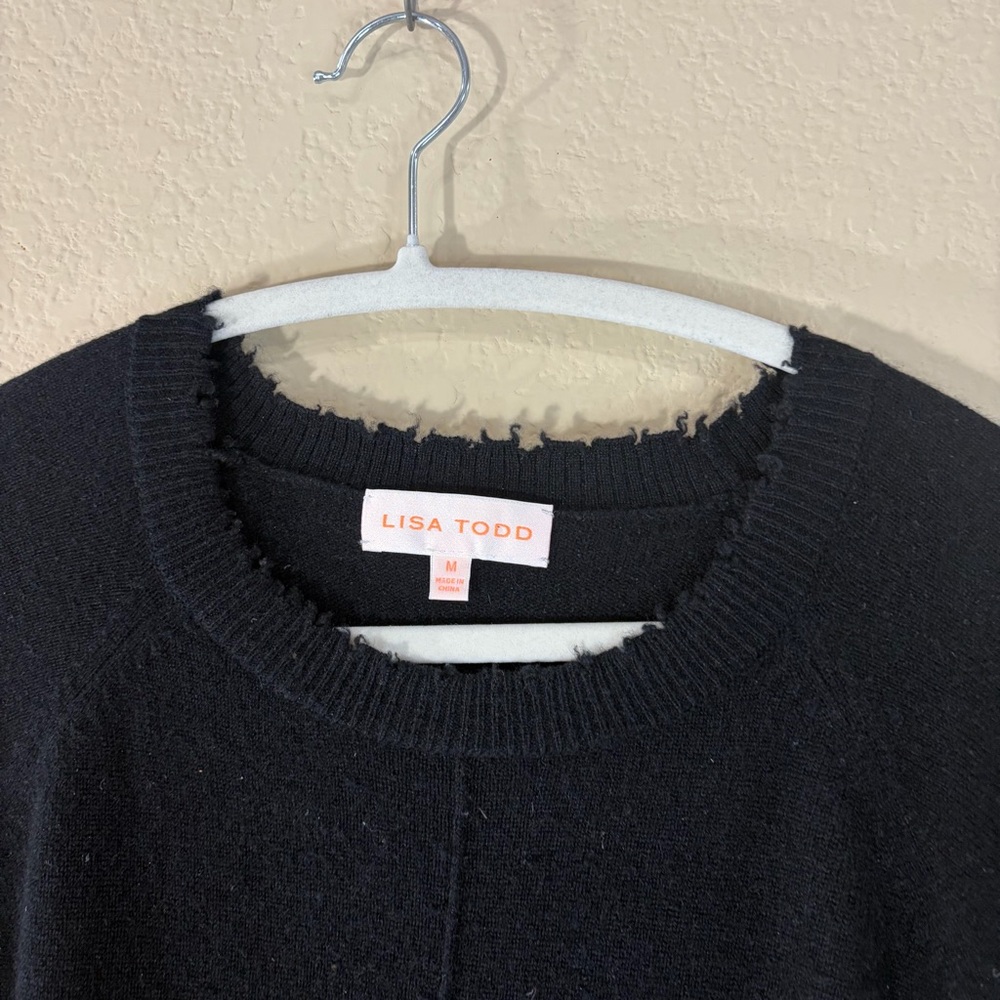 LISA TODD heart stealer Cashmere Sweater in Black Sz M Luxury Preppy Casual - Picture 9 of 15